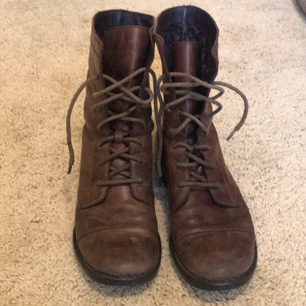 Leather combat boots